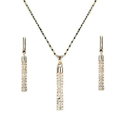 China Women's romantic diamond fashion full diamond cylinder necklace earrings set the first accessories wholesale for sale