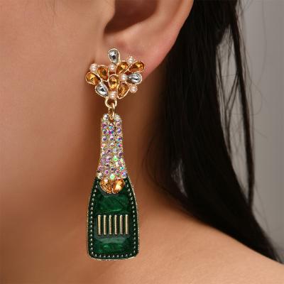 China 2021 Mixed Wholesale Fashion New Women's Stylish American Punk Champagne Bottle Stud Diamond Earrings for sale