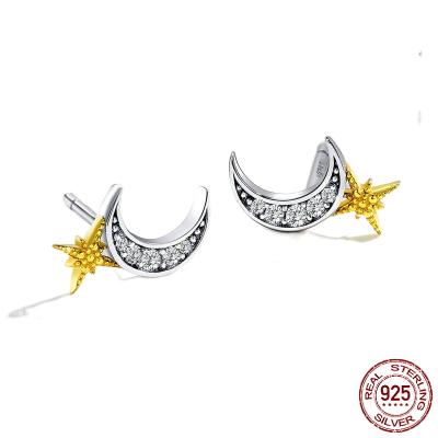 China TRENDY earrings gold plated sterling silver 925 simple fashion star moon earrings style girls earrings for sale