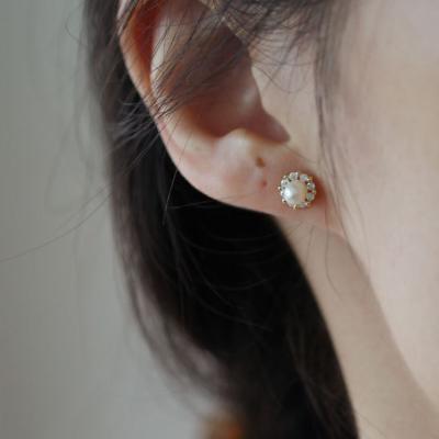 China Trendy silver palte small round earrings freshwater pearl earrings S925 luxury retro stud earrings female for sale