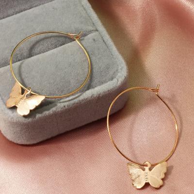 China TRENDY soft alloy frosted simple butterfly earrings style earrings gift hook earrings for sale