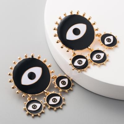 China FASHIONABLE Exaggerated Punk Dangling Earrings Retro Demon Eye Black Alloy Earrings for sale