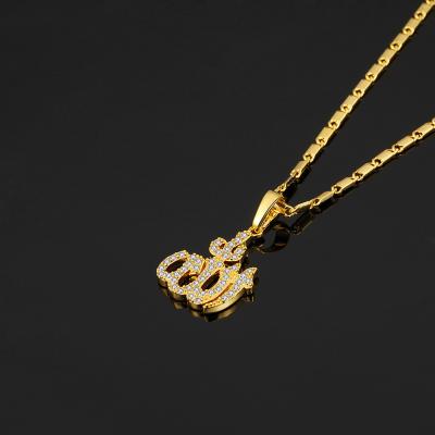 China Religious Gold Plated Silver Zircon Necklace Pendant Allah Necklace Gold Plated Necklace Jewelry for sale