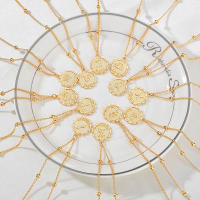 China FASHIONABLE High Quality Zodiac Gold Coin Horoscope Pendant Necklace Necklace For Women for sale