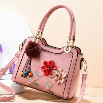 China Fashion Embroidered One Shoulder Cross - Body Purse Tassel Shoulder Bag PU Leather Handbag for sale