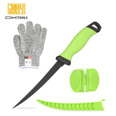 China 2021 Newest Sustainable Fillet Knife Ceramic Sharpener PP TPR Handle Rod Honing Fillet Fishing Knife Kit for sale