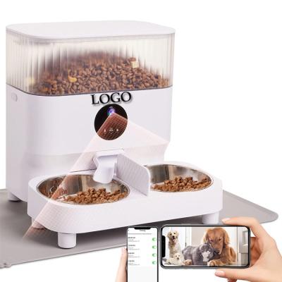 China Automatic Wholesale Customized Logo Pets Cat 5l Large Tuya Timed Voice Record Wifi Mobile Dog Camera Microchip Smart Automatic Pet Feeder for sale