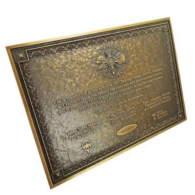 China Custom China Manufacturer Company Logo Memorial Embossed Bronze Plaque Metal Brass Plaques for sale