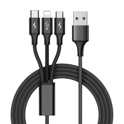 China KEY MP3/MP4 player 1 products 3 in 1 date cable with type-c, mic and lightning connector for sale