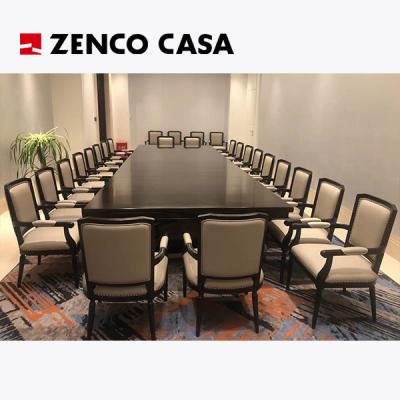 China Hotel Meeting Room Furniture Solid Wood Conference Table With Leather Wood Conference Chair for sale