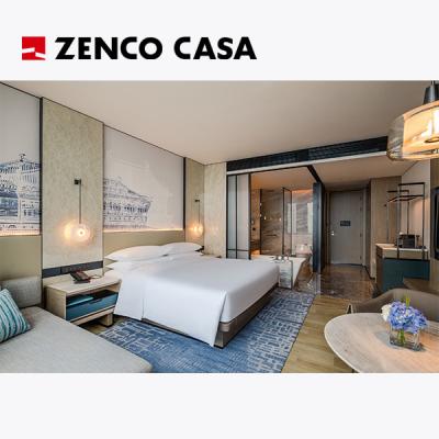 China El conjunto de muebles del dormitorio del hotel incluye cama de madera sólida y minibar moderno. en venta