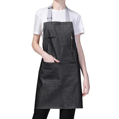 China Custom Logo Cotton Denim Apron Eco-Friendly Apron Bartender Bartender Artists Women Men Women Waiters Apron Coffee Shop Bar Work Apron for sale