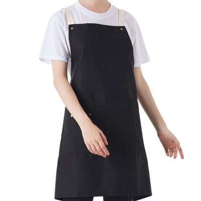 China Shop Eco-Friendly Shop Back Custom Bar Eco-Friendly Cotton Canvas Cotton Cross Apron Logo Men Women Bartender Waiters Artists Apron Outdoor Garden Work Apron for sale