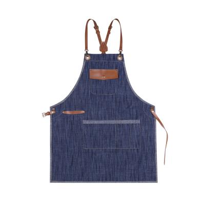 China FACTORY Customized Barista Logo Apron Cross Back Apron Eco-Friendly Cooking Workshop BBQ Garden Grill Cloth Apron for sale