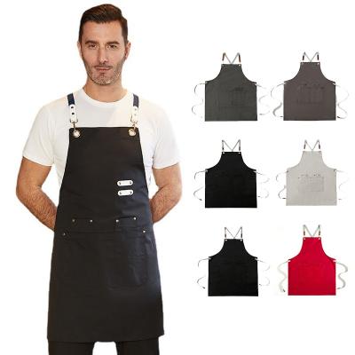 China Custom logo waterproof simple Japanese denim apron kitchen home bartender restaurant canvas work apron for sale