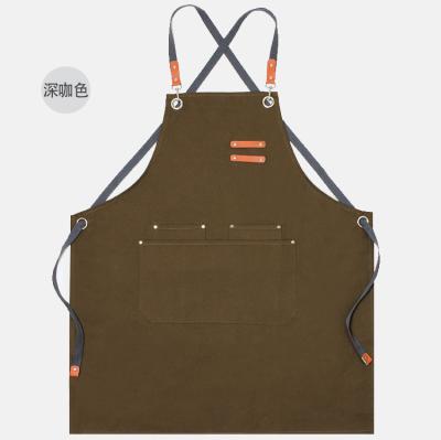 China Eco-friendly Work Apron Canvas Apron Shop Tool Service Apron With Adjustable Straps For Hairdresser for sale