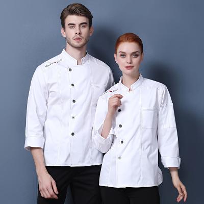 China Factory Long And Short Sleeve Eco - Friendly Restaurant And Bar Uniform Black And Blue White Stock Chef Jacket Coat for sale