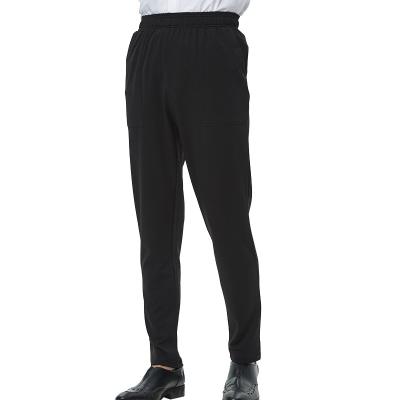 China Eco-Friendly Ready To Ship Black Sports Restaurant Chef Pants Elastic Adjustable Waist Style Loose Style Kitchen Pants Men for sale