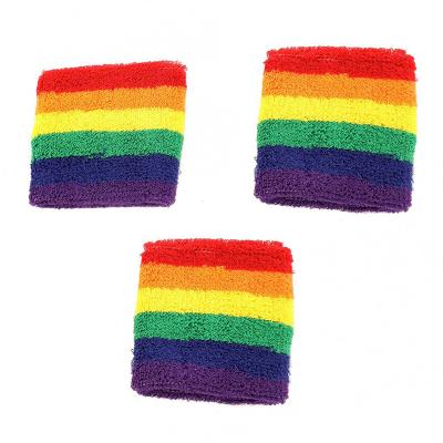 China Absorb Sweaty OEM Sport Cotton Fabric Rainbow Custom Promotional Headband for sale