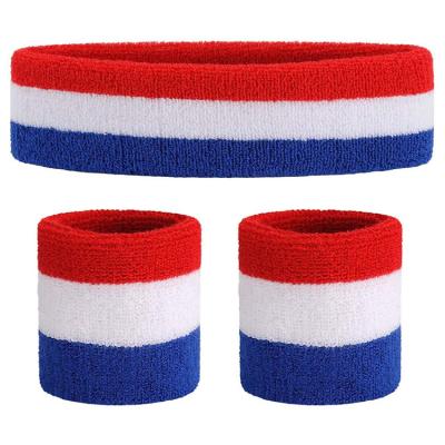 China Hot Selling Custom Logo Stretchy Embroidered Terry Cloth Hairbands Set Fashion Cotton Spandex Headband Sports Headbands for sale