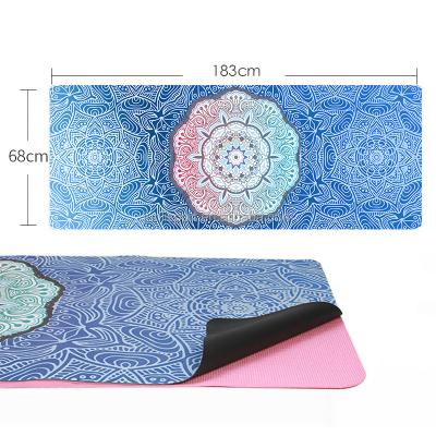 China Custom Printed Body Buliding Logo Suede Yoga Mat Fitness PU Natural Rubber Eco-Friendly Yoga Mats for sale