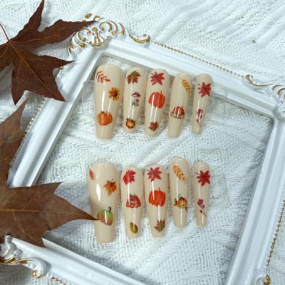 China H-506 New Design Autumn Nail Tips Halloween Nail Art Design Salon Press On Fake Nails for sale