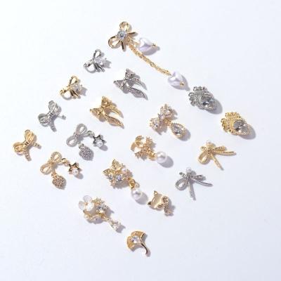 China Nail Accessories High Quality 3d Gold Charm Nail Decorations Glitter Shiny Rhinestones Nails Nail Beauty Design Accessories for sale