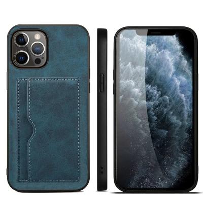 China With Stand PU Leather Phone Case For iPhone Leather Back Cover Cell Phone Case Leather Phone Case for sale