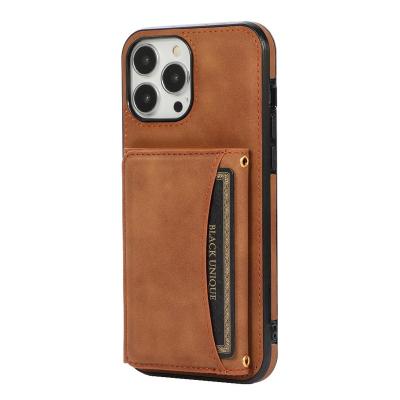 China With Stand Leather Phone Case For iPhone 14 Luxury PU Leather Phone Case With Tri Case Wallet Card Slot Flip Leather Case for sale