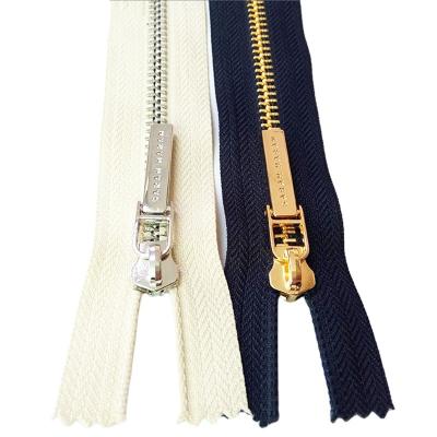 China OEM Environmental Friendly Factory Direct Toothed 5# Open End Metal Blue Gold Plated Zipper Zipper For Clothes for sale