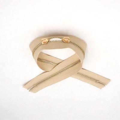 China Factory 3# 5# Double End Slider Double Zipper Sliders Fancy Metal Zipper Custom Narrow Bilateral Metal Zipper for sale