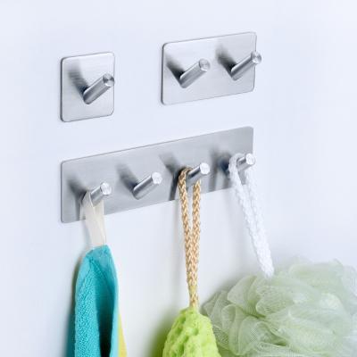 China Like Ceramic Tile Glass Metal Surfac 2pcs Self Adhesive Wood Wall Door Back Hooks Stainless Steel Hook Wall Master Coat Bag Holder Antirust Bathroom Kitchen Towel Hooks for sale