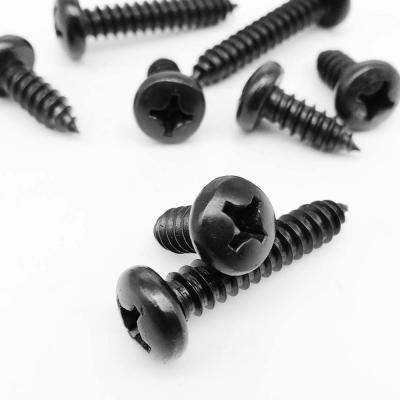 China Around 20 or 100pcs Stainless Steel Cross Pan Round Head Self Tapping Wood Screws M1.4 M1.7 M2 M2.2 M2.5 M3 Mini Small Black 304 for sale