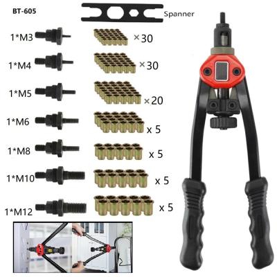 China BT-605 100pcs DIY Home Nut Sets Chuck M3 - M12 Riveter Guns Rivet Nut Tool Hand Blinds Riveting Tools for sale