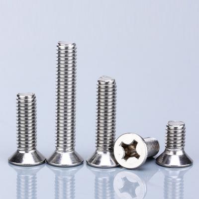 China Flatbed 50 m2 M2.5 M3 GB819 Pieces of 304 Stainless Steel Cross Head Machine Cross High Quality Thread Groove Countersunk Sead Screw for sale