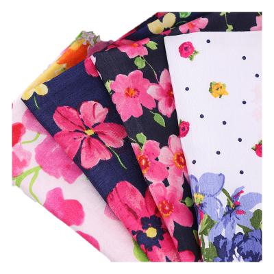 China 120gsm printing high quality polyester memory flower 75D*150D bamboo satin fabric for women kids shirts dress for sale