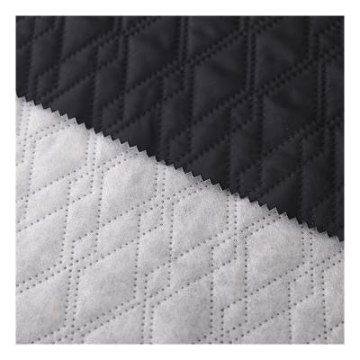 China Wholesale Black Thermal Insulation 6cm Diamond Pongee Cotton Lining Quilted Memory Fabric For Coat Jacket Clothing for sale