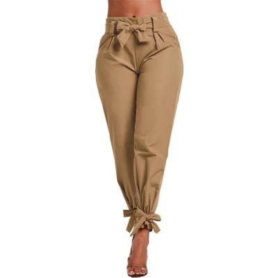 China Autumn Mid-Waist Harem Pants Waist Breathable Bowtie Fashion Women Trousers for sale