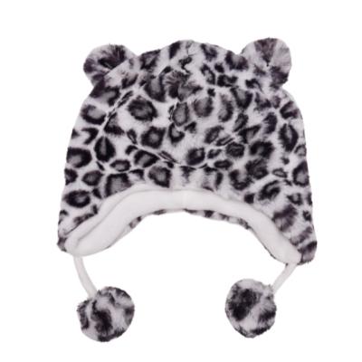 China Winter COMMON High Quality Plush Kids Hat Animal Bear Ear Design and Two Pompoms Earflap Hat for Girls for sale