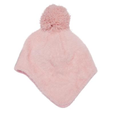 China New Product Winter Kids COMMON Pompom Earflap Beanie Beddy Fleece Hood Thick Earflap Warm Liner Hat For Girls for sale