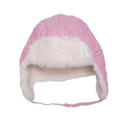 China COMMON High Quality Winter Kids Trapper Cap Quilted Heart Safty Velcr o Faux Fur Lining Hats For Girls for sale