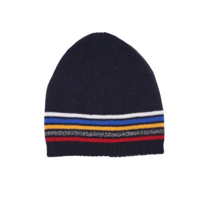 China COMMON Classic Acrylic Outdoor Winter Beanie Stripe Hat Solid Custom Basic Warm Color For Men for sale