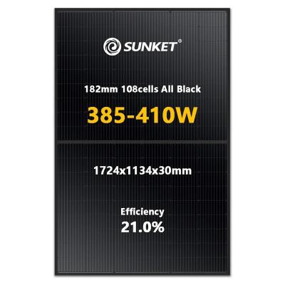 China Hot Sell All Black 400W 415W 405W Half Cell Solar Panel PV Module 182mmx182mm Mono Solar Panel 182mm Large Size for sale