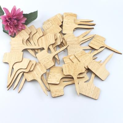 China Biodegradable T Type Bamboo Succulent Tags Wooden Plant Pins Labels For Garden Marker Plant Seed Sign for sale