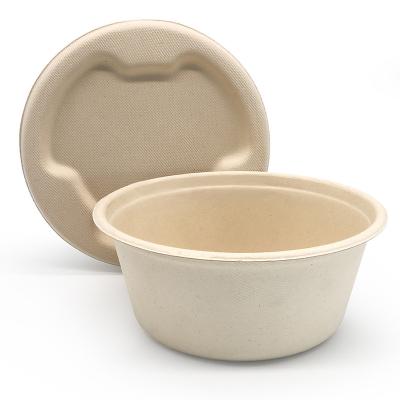 China Eco Friendly Customizable Disposable Sugar Cane Pulp Round Soup Take Out Bowl Food Container for sale