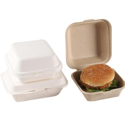 China Eco-Friendly Disposable Clamshell Biodegradable Hot Sale Bagasse Dish Disposable Sugarcane Takeout Food Container for sale