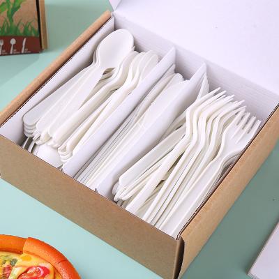 China Factory Price Eco Friendly Disposable PLA Knife Fork Spoon Biodegradable Drinking Plastic Cutlery Set With Case for sale