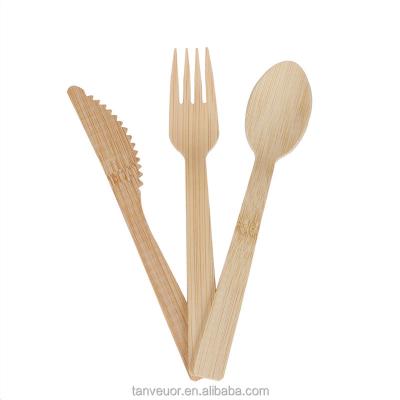 China Style Disposable Eco-Friendly Biodegradable Natural Utensils Travel Disposable Knife And Forks Bamboo Cutlery Set for sale