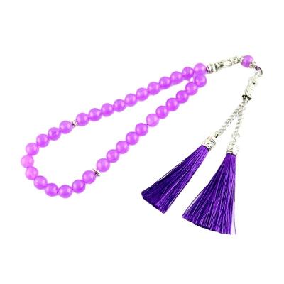 China Tasbeeh religious purple stone 8 mm beads, islamic muslim tesbih 33 beads jewelry tassel tasbih for sale