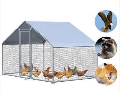 China Easy and Quick Setup Large Metal Chicken Cage for Outdoor Walk-in Cage Hen Run Spire Shaped Poultry Cage with Raincoat for sale